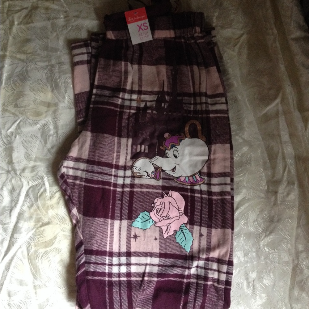Disney beauty and the beast pj pants XS